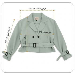 راهنمای تصویری اندازه کت کراپ کرپ سبز نعنایی ۰۱-۳۸۵
