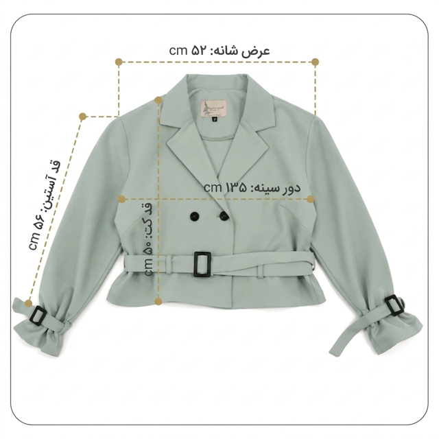 راهنمای تصویری اندازه کت کراپ کرپ سبز نعنایی ۰۱-۳۸۵