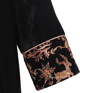 کت مخمل مشکی سوزن‌دوزی طرح هندی 01-268