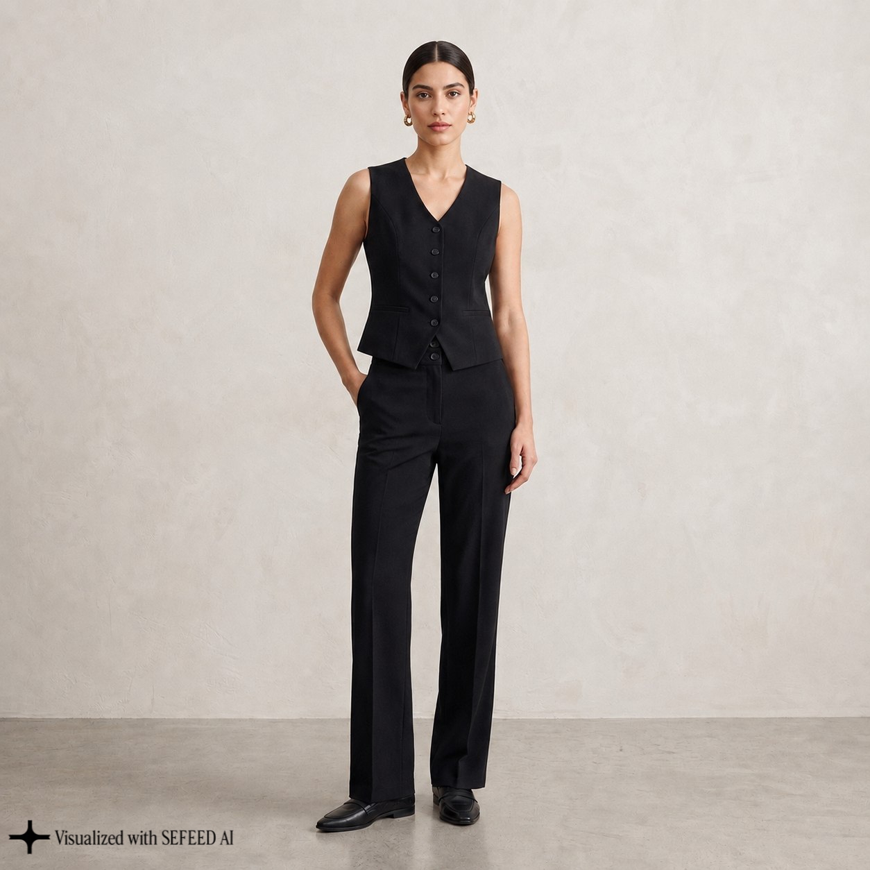 ست وست و شلوار زنانه مشکی ۱۵-۲۱۷