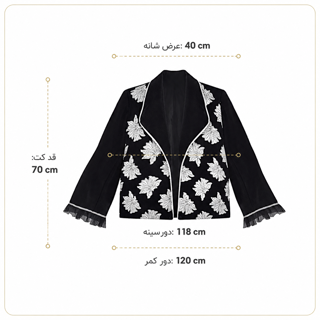 راهنمای تصویری اندازه کت مخمل مشکی گل‌دار سفید ۱۵-۲۶۸